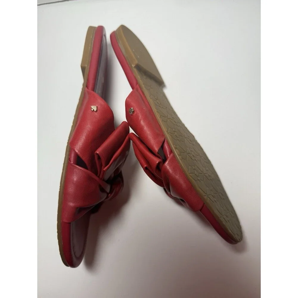 Kate Spade Marcella Leather Knotted Slip On Sandal In Red Sz 6 New